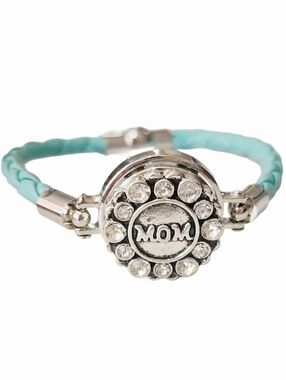 2FOR$30 - Vegan Leather Bracelet W/Interchangeable Mom Rhinestone Charm